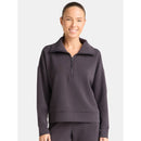 AVIA WOMEN'S SCUBAKNIT QUARTER ZIP PULLOVER - SIZE: WOMEN S - SANDWASHED BLACK - Like New