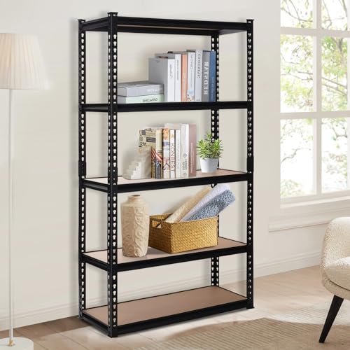 PACHIRA E-COMMERCE GARAGE STORAGE SHELVES, 35.43"W X 15.75"D X 72"H - BLACK - Like New
