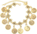 GENERIC ADJUSTABLE CHARMING BOHEMIAN COINS BRACELET SUMMER BOHO TASSEL - GOLD - Like New