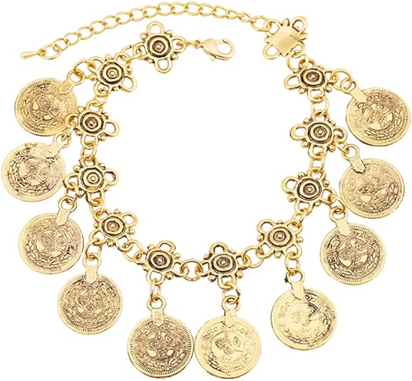 GENERIC ADJUSTABLE CHARMING BOHEMIAN COINS BRACELET SUMMER BOHO TASSEL - GOLD - Like New