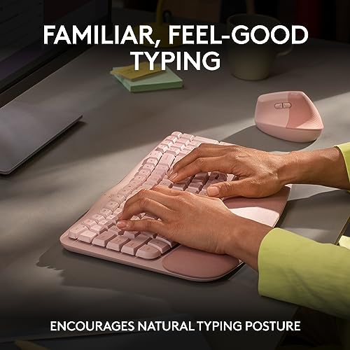 Logitech Wave Keys Wireless Ergonomic Keyboard with Cushioned Palm Rest Rose - Like New