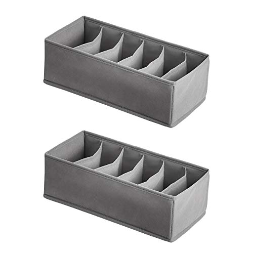 AMAZON BASICS UNDERWEAR DRESSER DRAWER ORGANIZERS, PACK OF 2 - GRAY - Like New