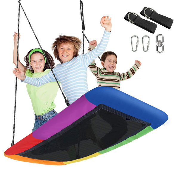 SORBUS 60" SAUCER SWING KIDS 700LBS BIG PLATFORM TREE GLIDER THERAPY MULTICOLOR - Like New