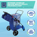 Rio Brands Wonder Wheeler Deluxe Beach Utility Foldable Cart Storage, Blue - Brand New