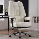EXCEBET BIG AND TALL OFFICE CHAIR 400LBS WIDE SEAT, LEATHER HIGH BACK - WHITE - Like New
