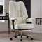 EXCEBET BIG AND TALL OFFICE CHAIR 400LBS WIDE SEAT, LEATHER HIGH BACK - WHITE - Like New