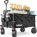 SLIDBEAT BEACH WAGON WITH BIG UNIVERSAL WHEELS FOLDING WAGON - BLACK - Like New