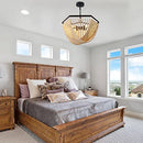 TOCHIC Wood Bead Chandelier Light Fixtures Ceiling Hanging Pendant 20.8" Dia - Brand New