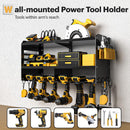 SPAMPUR POWER TOOL ORGANIZER WALL MOUNT WITH 6 CORDLESS DRILL HOLDER - BLACK - Brand New