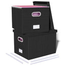 Oterri 2 Pack File Storage Organizer with Lid, Portable File Box, Black - Brand New