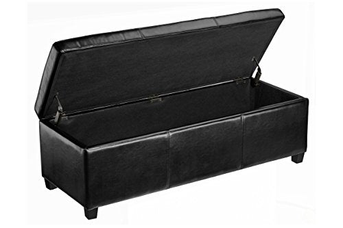 FIRST HILL FHW HRF1980 Upholstery Large Ottoman Faux Leather, Safety Hinge - Like New