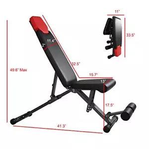 FF FINER FORM FINER FORM MULTI-FUNCTIONAL FID WEIGHT BENCH - BLACK-RED - Like New