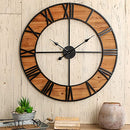 Glitzhome Oversized Wall Clock Farmhouse Wooden & Metal Home Decor 30" D - Like New