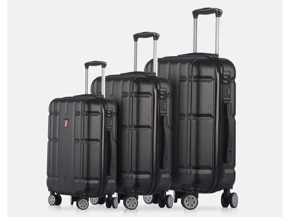 TUCCI MASSA SPINNER WHEELED SUITCASE 3 PIECE SET (20", 26", 30") - BLACK - Like New