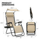MONIBLOOM ZERO GRAVITY CHAIR, SET OF 2, FOLDING LOUNGER WITH CUP HOLDER - CREAM - Like New