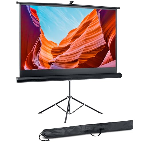 PYLE PROJECTOR SCREEN WITH STAND - 100-INCH FLOOR STANDING PORTABLE FOLD-OUT - Like New