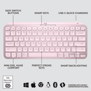 LOGITECH MX KEYS MINI MINIMALIST WIRELESS ILLUMINATED KEYBOARD - ROSE - Like New