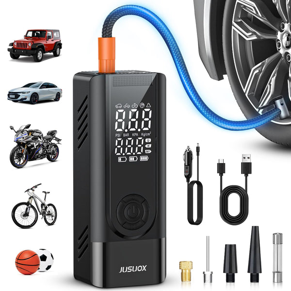 JUSUOX Tire Inflator Portable Air Compressor 150 PSI Cordless Air Pump - Black Like New