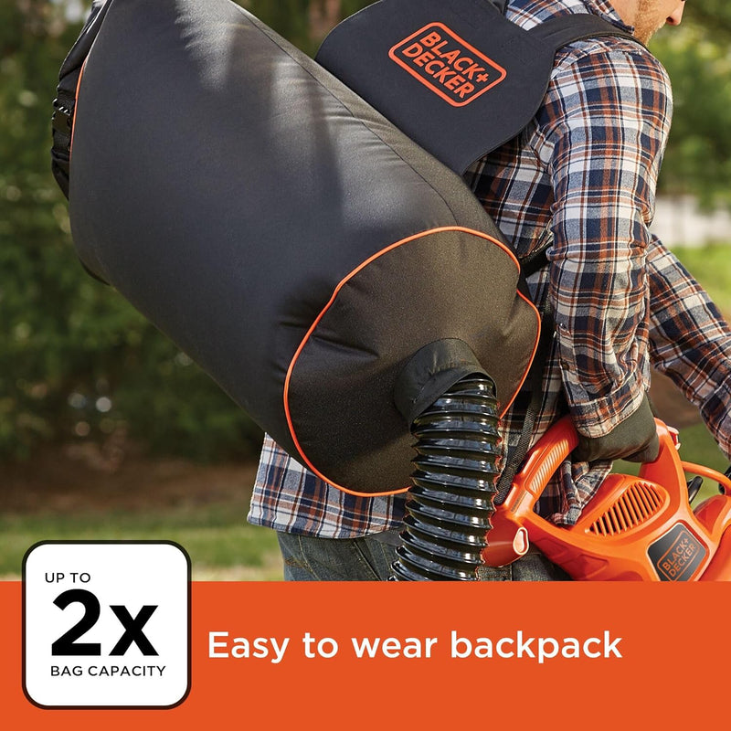 BLACK+DECKER Electric Leaf Blower, Leaf Vacuum and Mulcher 3 in 1 Corded -ORANGE - Like New
