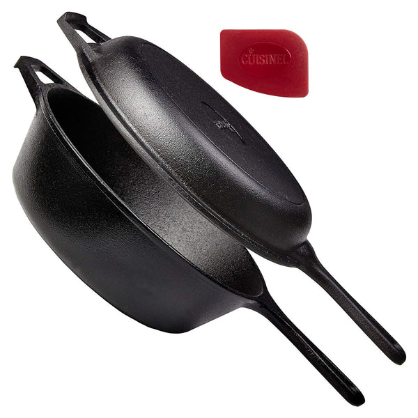 Cuisinel 10" Cast Iron Skillet + Lid - 2in1 - Dutch Oven + - Scratch & Dent