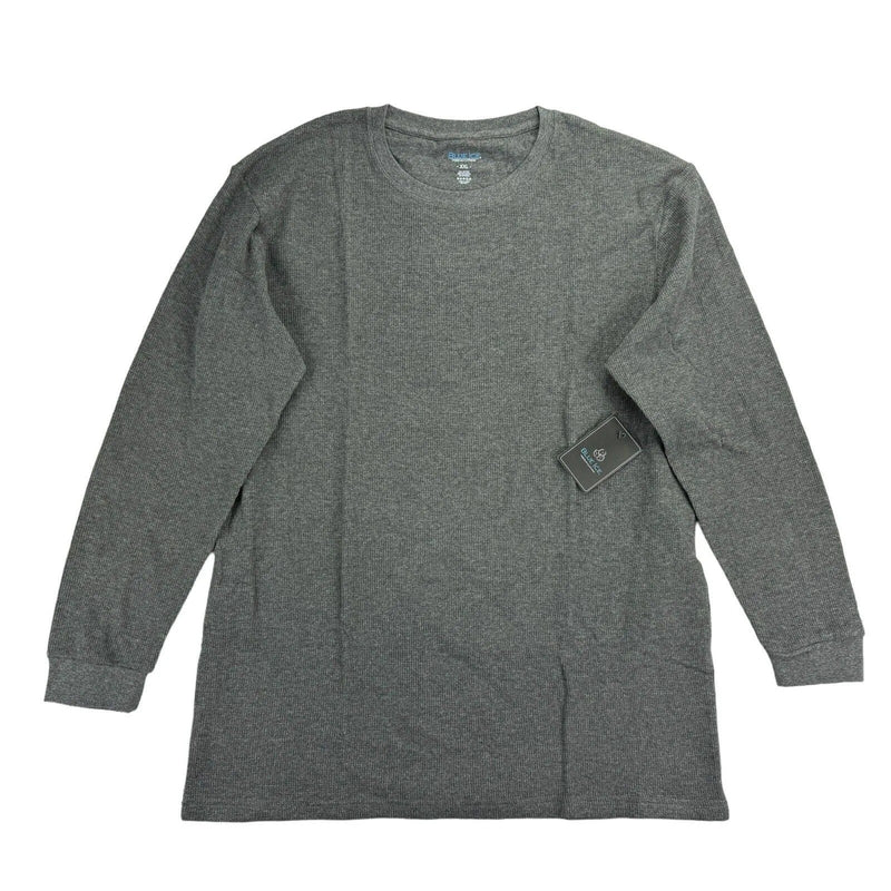 BLUE ICE MEN'S WAFFLE KNIT THERMAL CREW NECK SHIRT - SIZE: MEN L - CHARCOAL - Brand New