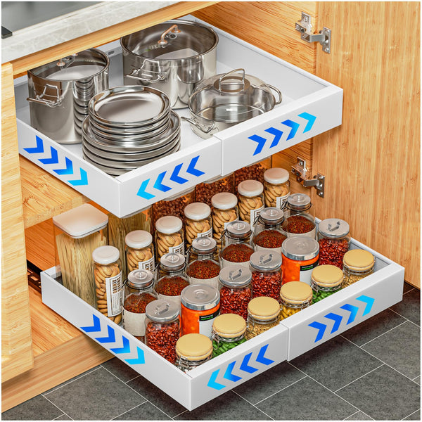YFXCVSL Pull Out Cabinet Organizer 2Pack Expandable(12.6''-20.5'') - White - Brand New