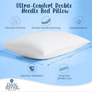 DAN RIVER Double Needle Pillows King (20x36), Set of 2 | Hotels Essentials White - Like New