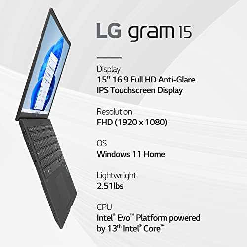 LG gram 15.6” FHD 1920*1080 i7-1360P 16GB RAM 512GB SSD 15Z90R-P.AAB7U1 - Black - Like New
