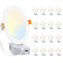 BESLOWE 16 Pack 6" 5CCT LED Recessed Ceiling Lights Ultra-Thin 12W 1200LM -NEW - Brand New
