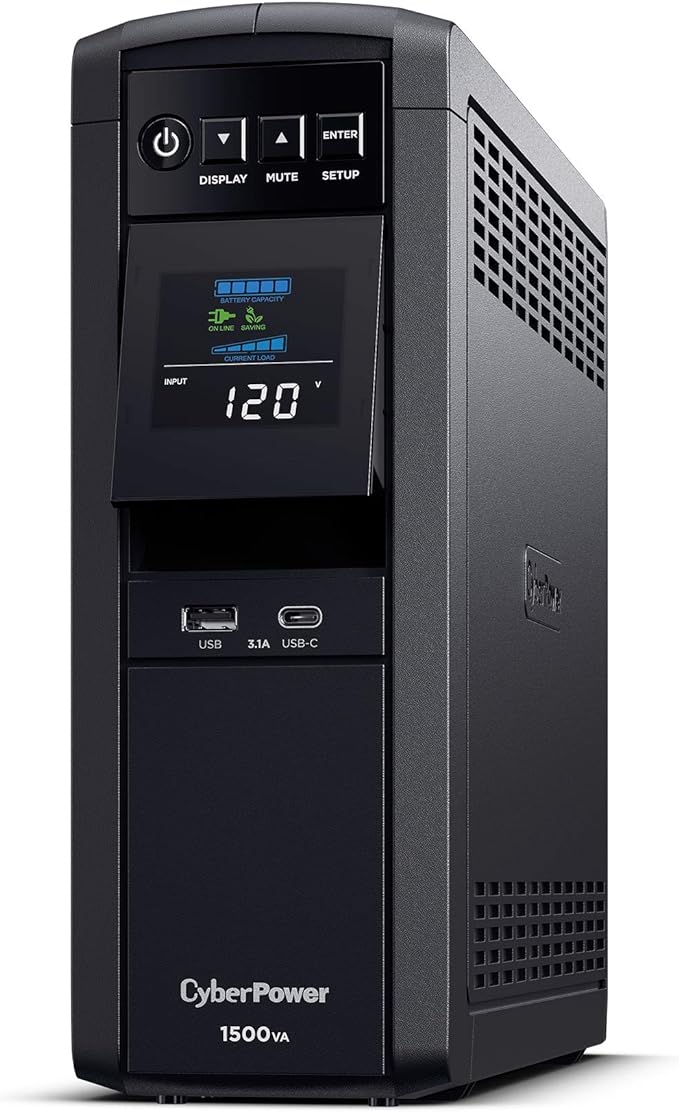 CyberPower CP1500PFCLCD PFC Sinewave UPS System1500VA/1000W - BLACK Like New