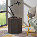 BALL & CAST HEXAGON END TABLE CONCRETE ACCENT SIDE TABLE STOOL RUST BROWN - Like New