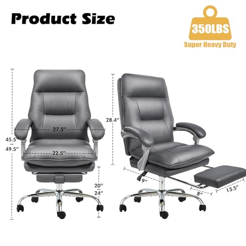 ZZW Executive Office Chair, Reclining Gaming Chair, Ergonomic, 350lbs - Gray - Like New