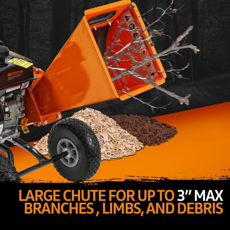 SuperHandy Wood Chipper Shredder Mulcher 7HP, 3" Capacity GUO074 - Orange, Black - Like New