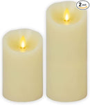 Luminara Set of 2 - Flameless Flickering Pillar Candle LUMINARA-2C - Ivory Like New