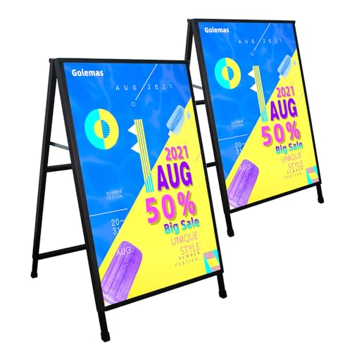 GOLEMAS A FRAME SIDEWALKSIGN 24X36 HEAVY DUTY METAL SANDWICH BOARD - BLACK - Like New