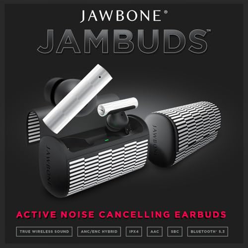JAWBONE JAMBUDS BLUETOOTH EARBUDS TRUE ACTIVE NOISE CANCELLING - TWE-CHK - WHITE - Like New