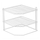 Home Basics Corner Rack, White, Vinyl Coated Steel, Rust Resistant, 2-Tier Shelf - Like New