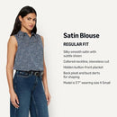 AEWM93015M26 Amazon Essentials Women's Regular-Fit Sleeveless Blouse, Navy L - Brand New