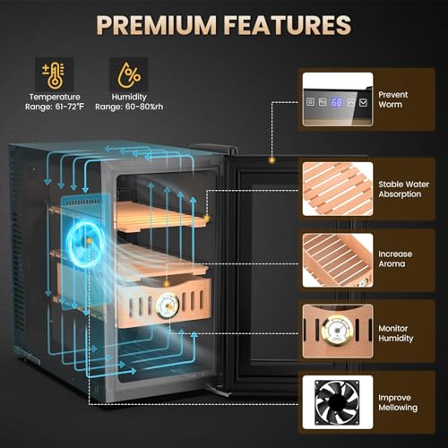 MOJGAR 25L ELECTRIC HUMIDOR 200 COUNTS CIGAR HUMIDOR CABINET-BLACK - Like New
