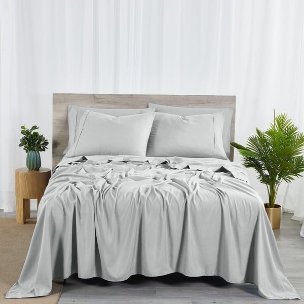 BIBB HOME 2000 COUNT 6-PIECE RAYON FROM BAMBOO SHEET SET KING - SILVER - Brand New