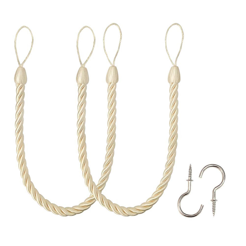 BEL AVENIR CURTAIN ROPES TIEBACKS HOLDBACKS 2 Packs 2Pcs By 1Pcs - BEIGE - Brand New