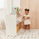 ECR4KIDS 2-SHELF MOBILE ISLAND STORAGE CABINET CLASSROOM FURNITURE WHITE WASH - Like New