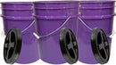 House Naturals 5 Gallon Purple Food Grade Plastic Bucket 3 Pack Black lids - Brand New