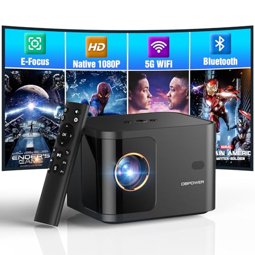 DBPOWER ELECTRIC FOCUS 5G WIFI MINI PROJECTOR 4K SUPPORT 300 ANSI - BLACK - Like New