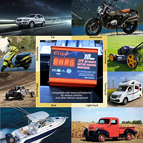 KATBO 10A 12V AUTOMATIC CAR BATTERY CHARGER AND MAINTAINER FLOAT BATTERY RED - Like New