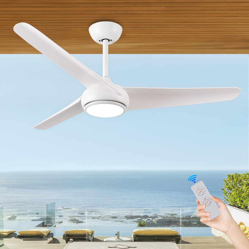 KINDLOV 52" Ceiling Fan Lights,Remote,6 Speeds,3CCT,Reversible,White - Like New