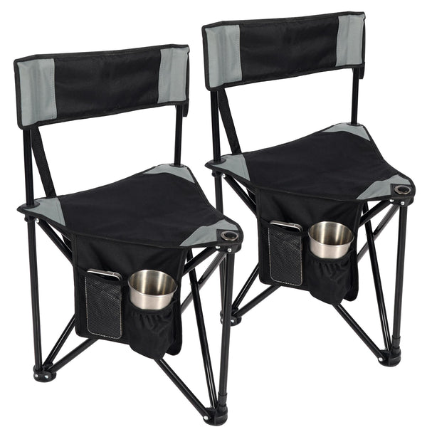REDCAMP 2 Pack Tripod Camping Chairs Folding Lightweight Portable, 50213 - Black - Like New