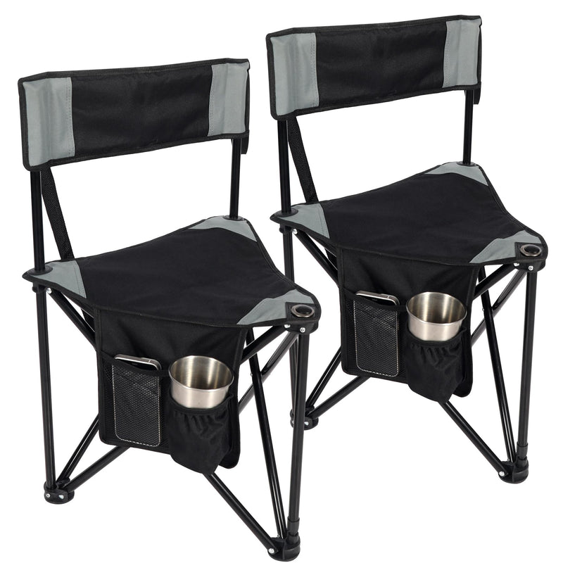 REDCAMP 2 Pack Tripod Camping Chairs Folding Lightweight Portable, 50213 - Black - Like New