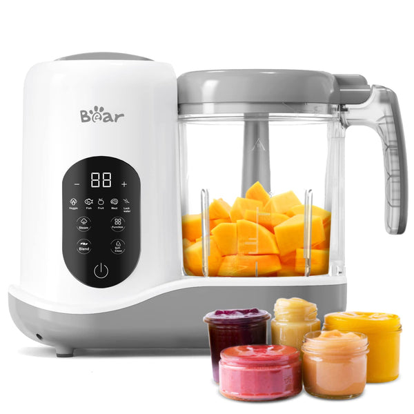 BEAR 2024 BABY FOOD MAKER ONE STEP BABY FOOD PROCESSOR STEAMER SJJ-R03B5 - WHITE - Like New