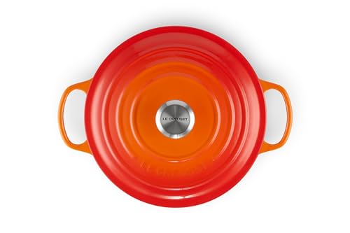 Le Creuset Enameled Cast Iron Signature Round Dutch Oven, 5.5 Quart, Flame Like New